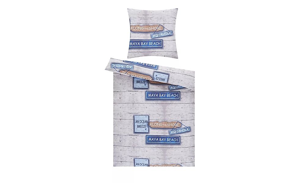 Renforcé Bettwäsche  Planken - grau - 100% Baumwolle - 135 cm - Sconto günstig online kaufen