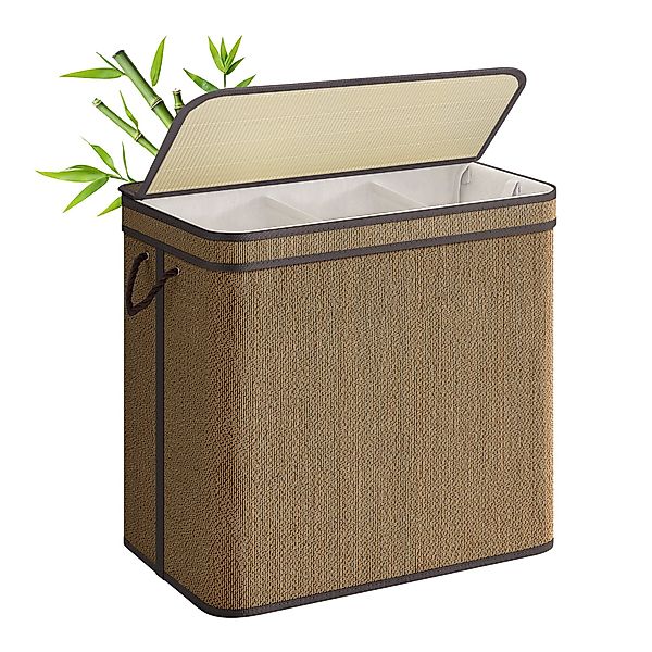 SONGMICS Wäschekorb, 3 Fächer,170 Liter,maschinenwaschbarer Wäschesack, günstig online kaufen