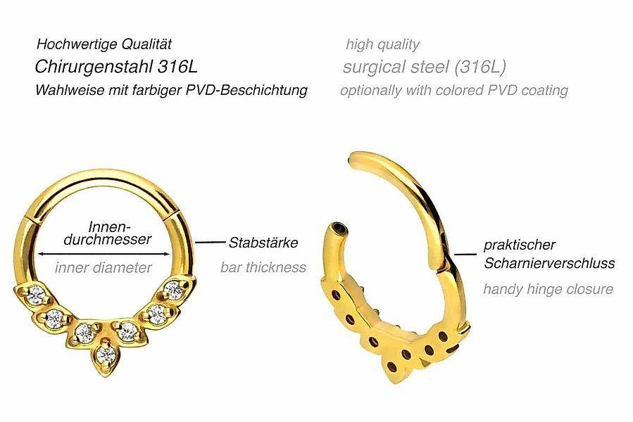 PIERCINGLINE Piercing-Set Chirurgenstahl Segmentring Clicker 7 günstig online kaufen