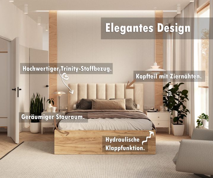 FDM Polsterbett Stauraumbett Bettgestell 90x200, 120x200, günstig online kaufen