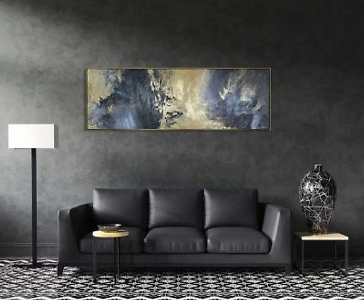 YS-Art™ "Gemälde Acryl ""Spiegelungen"" handgemalt auf Leinwand 150x50 cm" günstig online kaufen