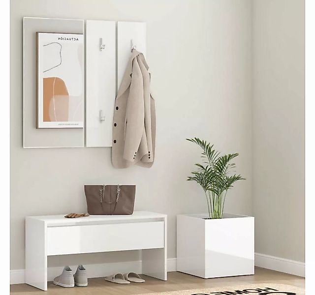 furnicato Kleiderschrank Flurmöbel-Set Hochglanz-Weiß Holzwerkstoff (1-St) günstig online kaufen