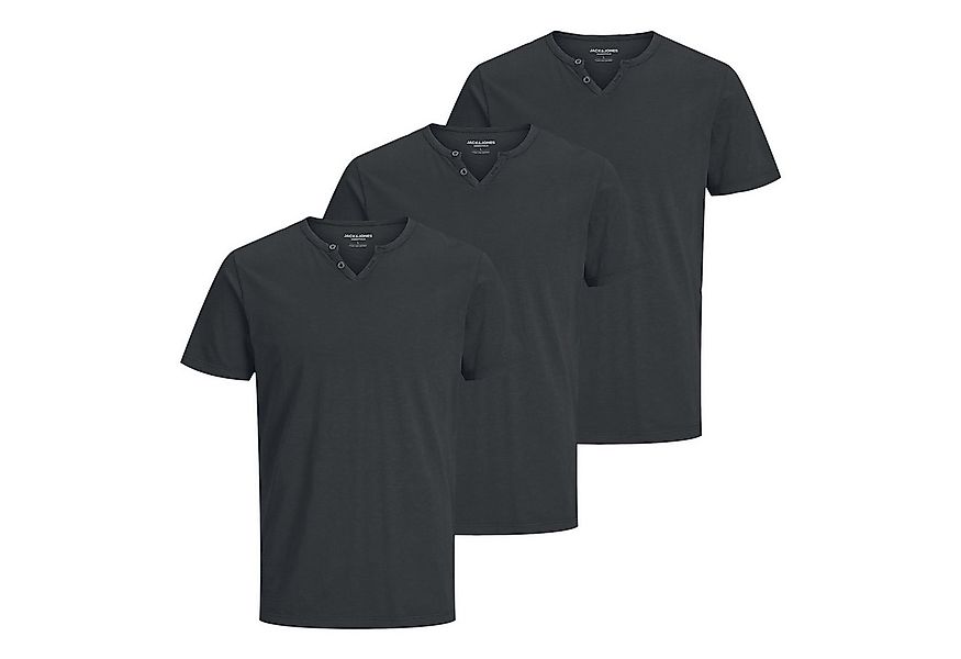 Jack & Jones T-Shirt 3er Pack Shirts mit Splitneck-Ausschnitt und zwei Deko günstig online kaufen