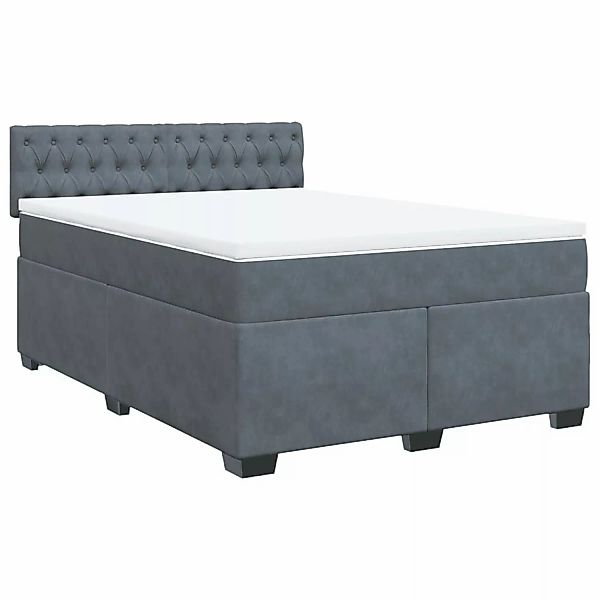 vidaXL Boxspringbett, Boxspringbett mit Matratze Dunkelgrau 140x200 cm Samt günstig online kaufen