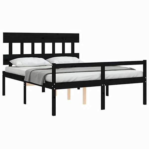 furnicato Bett Seniorenbett mit Kopfteil Schwarz Kingsize Massivholz (1-tlg günstig online kaufen