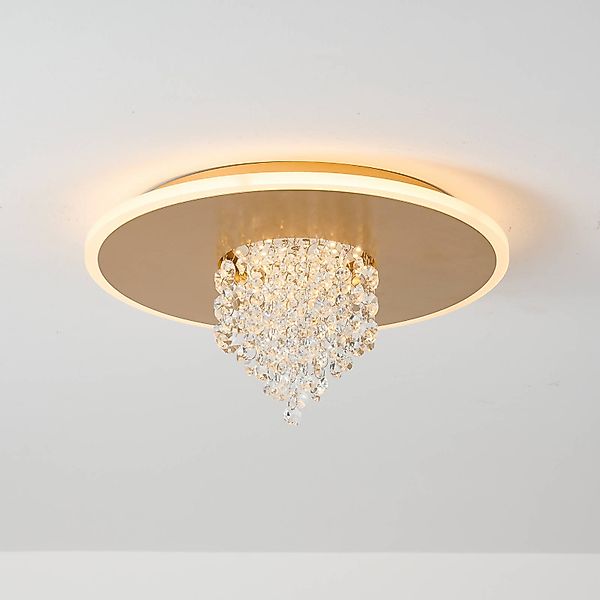LED-Deckenleuchte Deluge, goldfarben, Ø 32 cm, Metall/Acryl günstig online kaufen