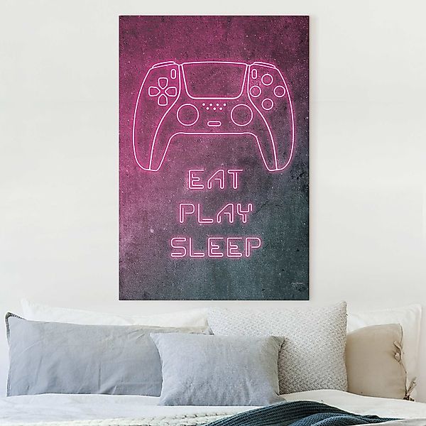 Leinwandbild Neon Kontroller mit Spruch günstig online kaufen