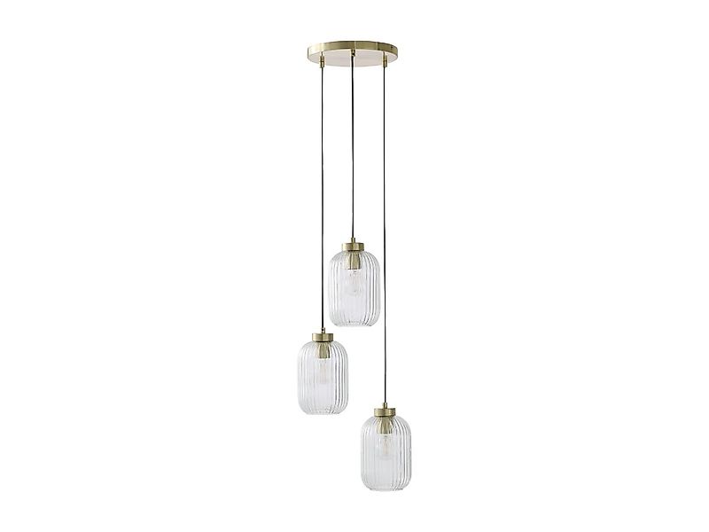 Vintage-Hängeleuchte - Metall & Glas - 3 Kugeln - 30 x 120 cm - Goldfarben günstig online kaufen