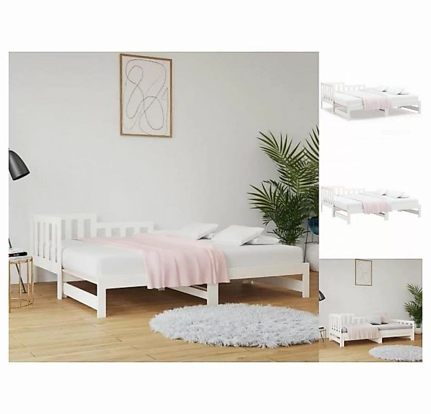 vidaXL Bettgestell Tagesbett Ausziehbar Weiß 2x90x200 cm Massivholz Kiefer günstig online kaufen