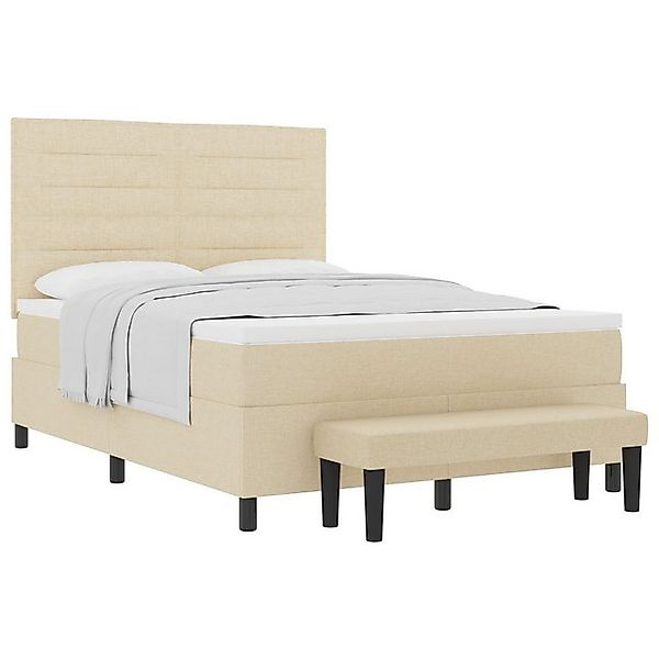 vidaXL Bett Boxspringbett mit Matratze & Bank Creme 160x200 cm Stoff (2-tlg günstig online kaufen
