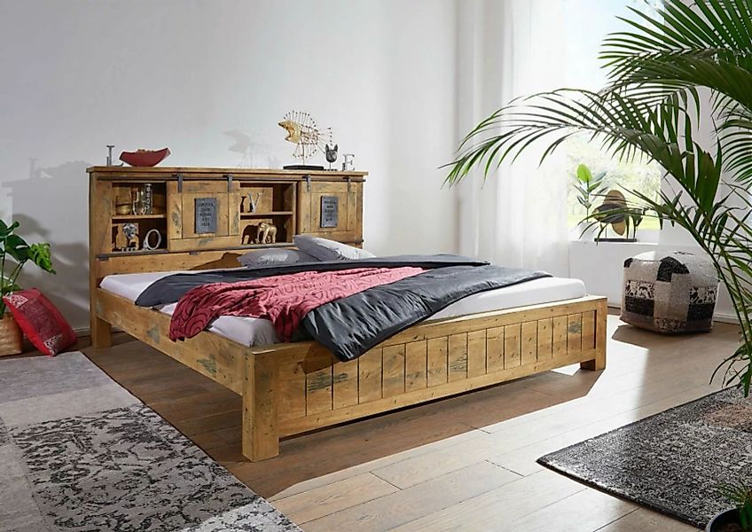 Massivmoebel24 Massivholzbett Bett Mango 180x200 natur lackiert RAILWAY #14 günstig online kaufen
