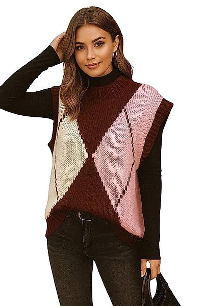 Worldclassca Pullunder WORLDCLASSCA Damen Strickpullunder Kariert Karo Must günstig online kaufen