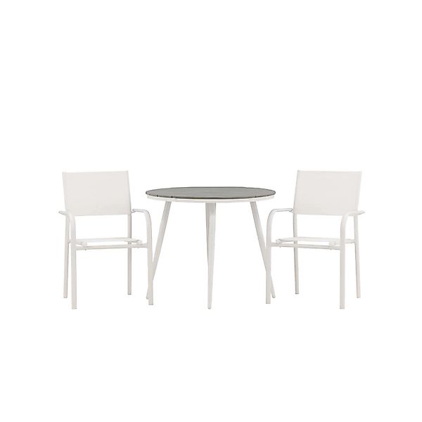 ebuy24 Break Gartenset Tisch Ø90cm Grau 2 Stühle Santorini Weiß günstig online kaufen