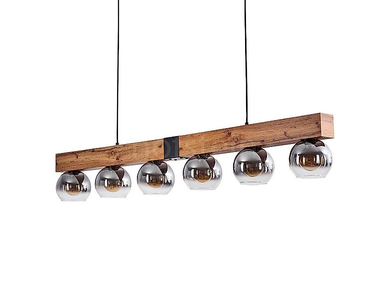 hofstein Pendelleuchte »Canove« Hängelampe, Metall/MDF/Glas, Schwarz/Holzop günstig online kaufen