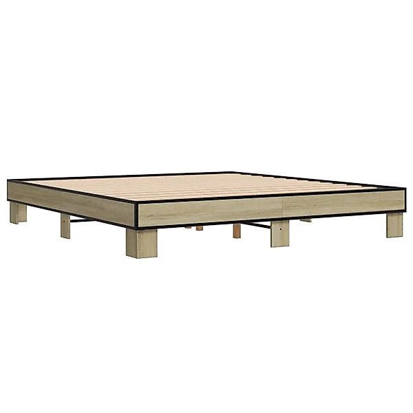 vidaXL Bettgestell Sonoma-Eiche 160x200 cm Holzwerkstoff und Metall 3280228 günstig online kaufen