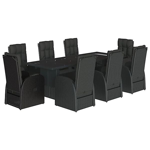 vidaXL 9-Tlg Garten-Essgruppe mit Kissen Schwarz Poly Rattan 3277659 günstig online kaufen