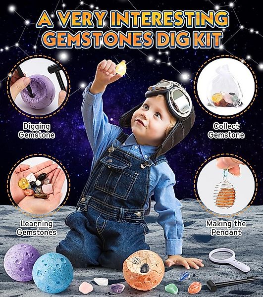 POPOLIC Experimentierkasten Edelsteine für Kinder - Ausgrabungsset für Kind günstig online kaufen