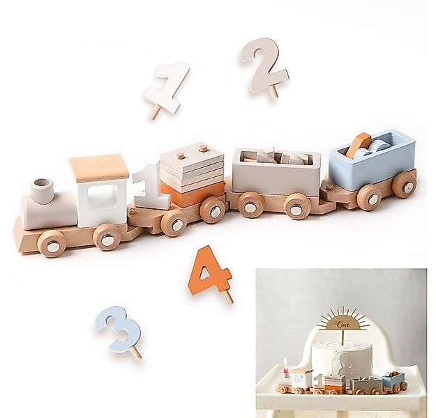 CLTYQ Spielzeug-Zug Holzzug mit Sortierwürfeln,Geburtstagszug,Montessori Ho günstig online kaufen