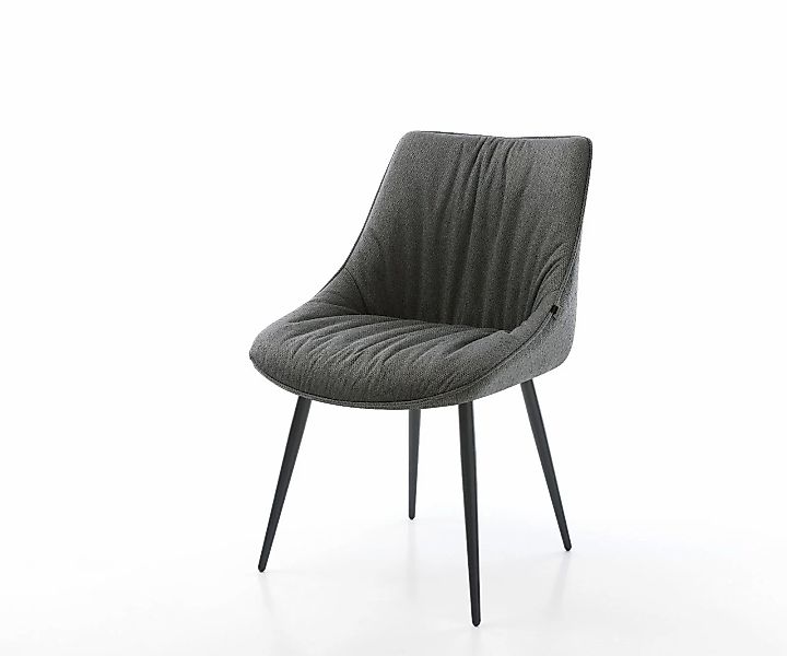 Esszimmerstuhl Elda-Flex Strukturstoff Anthrazit 4-Fuß konisch Schwarz günstig online kaufen