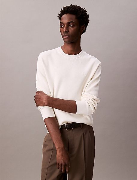 Calvin Klein Strickpullover LS TXTR CTTN CRWNK S Mit Rundhalsausschnitt günstig online kaufen