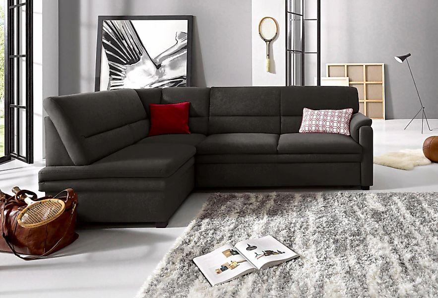 sit&more Ecksofa "Pisa L-Form", mit Federkern, wahlweise mit Bettfunktion günstig online kaufen