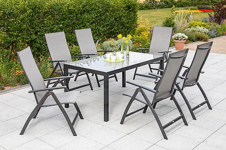 MERXX Garten-Essgruppe »Vicenza« 7 Stk. tlg. 6 Klappsessel mit Tisch günstig online kaufen