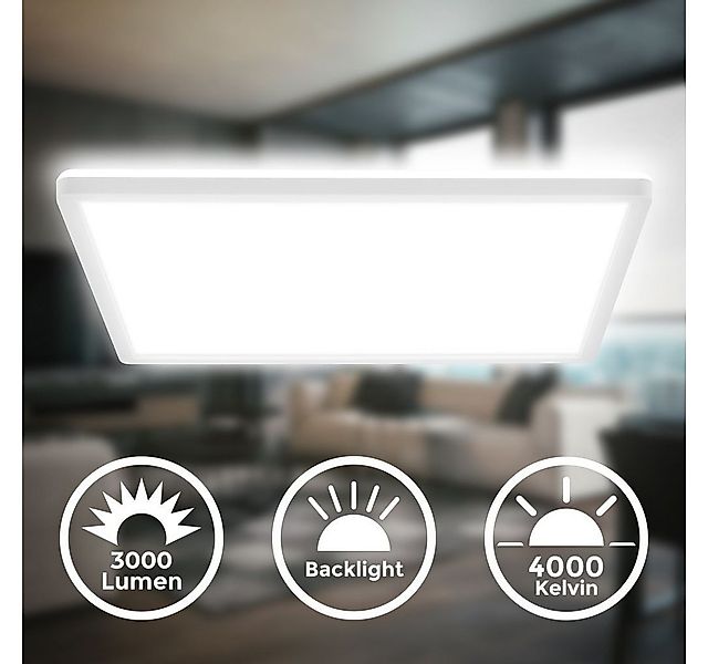 B.K.Licht LED Deckenleuchte LED Panel ultraflach Backlight Effekt weiß 42x4 günstig online kaufen