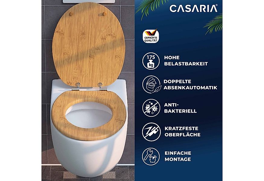 Casaria WC-Sitz, Doppelte Absenkautomatik MDF Holz hygienisch Toilettensitz günstig online kaufen