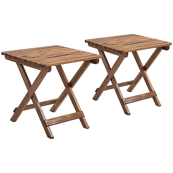Outsunny Beistelltisch Outdoor, 2er-Set Gartentisch, Klappbar Campingtisch günstig online kaufen
