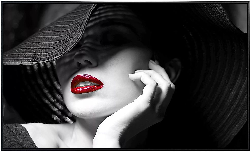 Papermoon Infrarotheizung »Schwarz Weiße Frau mit roten Lippen«, sehr angen günstig online kaufen