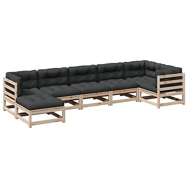 vidaXL 7-Tlg Garten-Sofagarnitur mit Kissen Massivholz Kiefer 3299545 günstig online kaufen