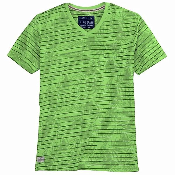redfield V-Shirt Große Größen Herren modisches T-Shirt grün floral Redfield günstig online kaufen