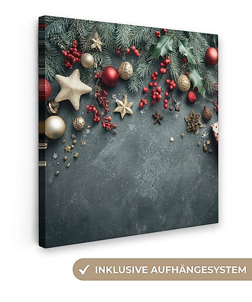 OneMillionCanvasses® Leinwandbild Weihnachtsrahmen - Stechpalme - günstig online kaufen