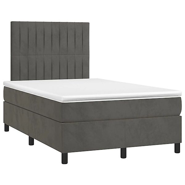 vidaXL Boxspringbett mit Matratze & LED Dunkelgrau 120x200 cm Samt 3136234 günstig online kaufen
