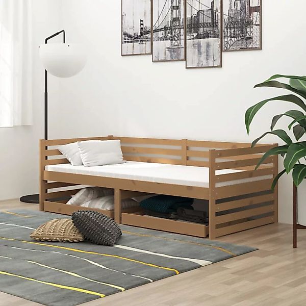Tagesbett Mit Schubladen Honigbraun 90x200 Cm Massivholz Kiefer günstig online kaufen