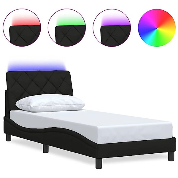 vidaXL Bettgestell mit LED ohne Matratze Schwarz 90x190 cm Stoff 3310638 günstig online kaufen