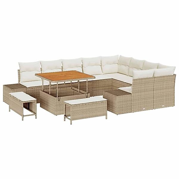 vidaXL Garten-Sofa-Set mit Speicher 12-Tlg Beige Poly Rattan 3362816 günstig online kaufen