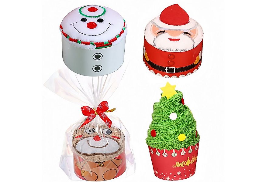 FOUORTUNATE-BEE Handtücher 4er-Set Weihnachtshandtücher Santa, Schneemann, günstig online kaufen
