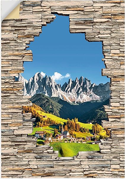 Artland Wandbild "Alpen Berge Santa Maddalena Stein Mauer", Berge & Alpenbi günstig online kaufen