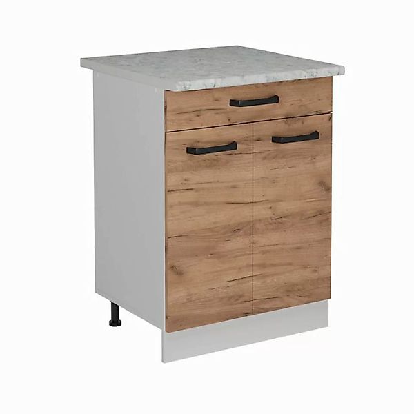 Vicco Unterschrank R-Line, Goldkraft Eiche/Weiß, 60 cm AP Marmor günstig online kaufen