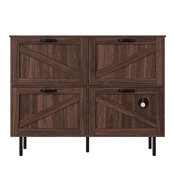 Schuhschrank mit 3 Klappen, mit Ablage für Tierspielzeug, 120x28x92 cm, Bra günstig online kaufen