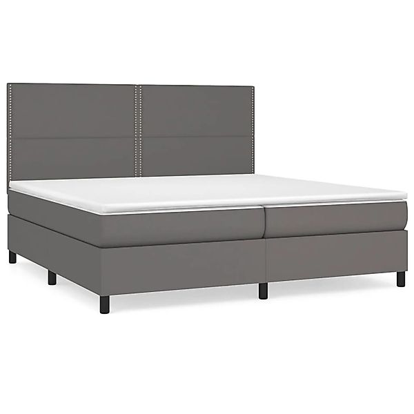 vidaXL Boxspringbett mit Matratze Grau 200x200 cm Kunstleder 3142807 günstig online kaufen