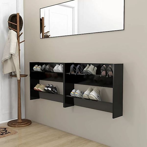 Wand-schuhschrenke 2 Stk. Schwarz 80x18x60 Cm Spanplatte günstig online kaufen