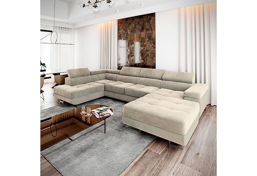 Masseno Ecksofa CASONE mit Schlaffunktion U-Form, Sofa mit Bettkasten günstig online kaufen