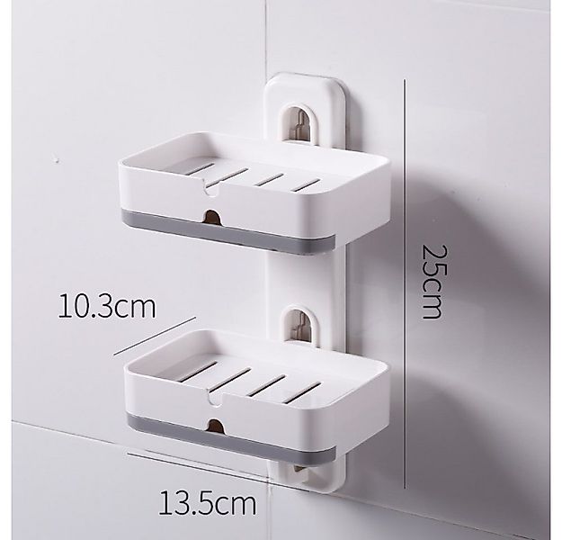 Creliv Seifenablage ohne Bohren, 2-stufig mit Abtropfschale, WC Deckelheber günstig online kaufen