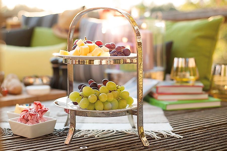 Fink Etagere "PLATE, mit feiner Hammerschlagstruktur" für 2 Dessertteller Ø günstig online kaufen