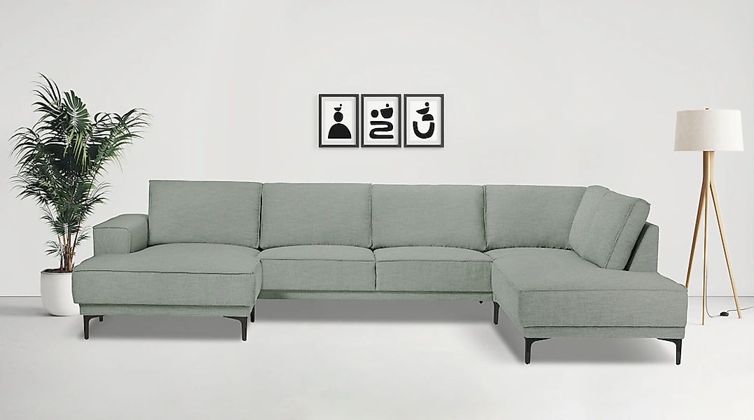 Places of Style Wohnlandschaft "XXL Sofa Oland, Struktur, Flachgewebe, Luxu günstig online kaufen