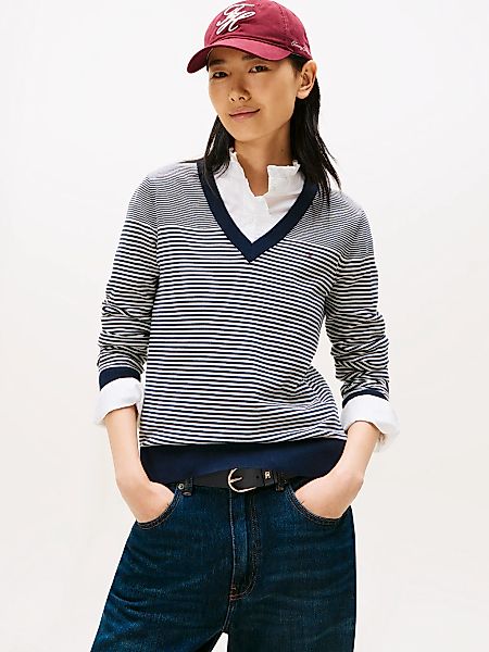 Tommy Hilfiger V-Ausschnitt-Pullover "CO JERSEY STITCH V-NK SWEATER mit V-A günstig online kaufen