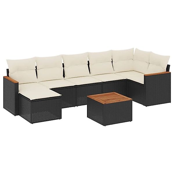 vidaXL 8-Tlg Garten-Sofagarnitur mit Kissen Schwarz Poly Rattan 3226196 günstig online kaufen