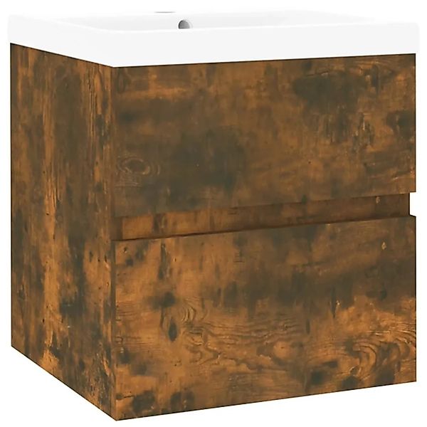 vidaXL Waschbeckenschrank mit Einbaubecken Räuchereiche Holzwerkstoff 31528 günstig online kaufen